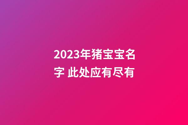 2023年猪宝宝名字 此处应有尽有